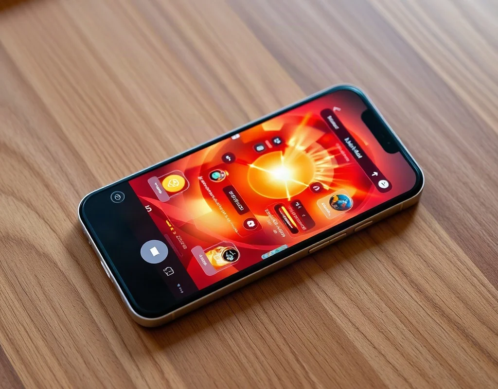 Smartphone with a bright game interface on a desk symbolizing the WIN786 gaming app