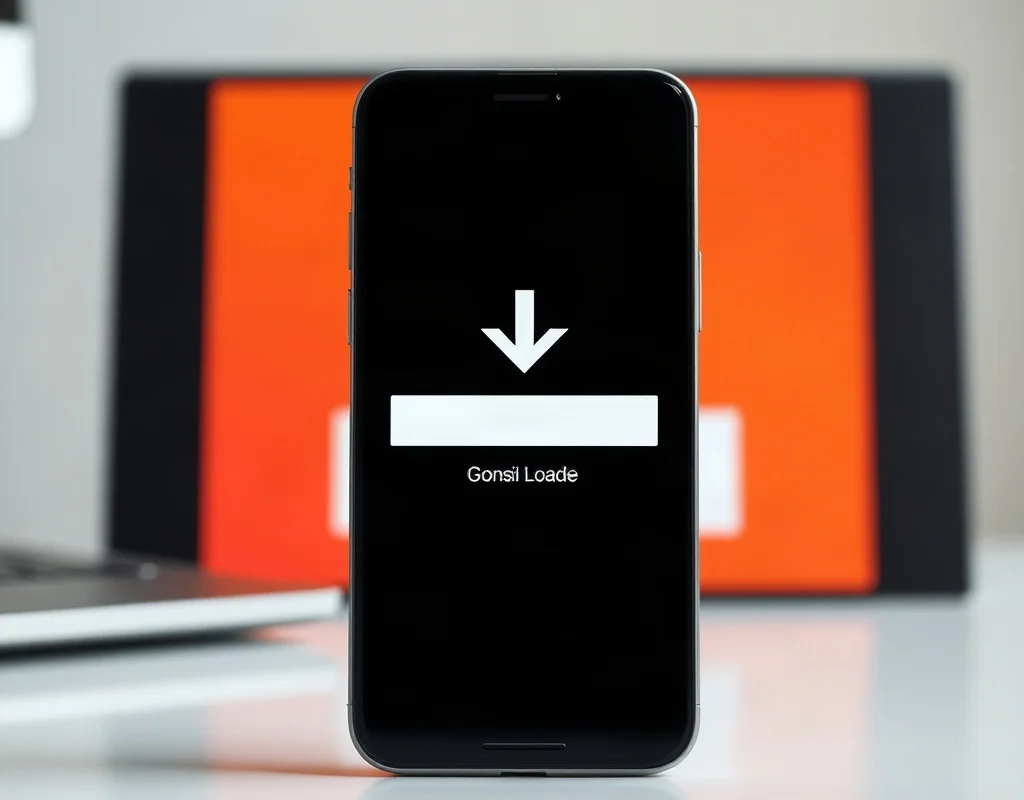 Smartphone with a loading screen during app installation
