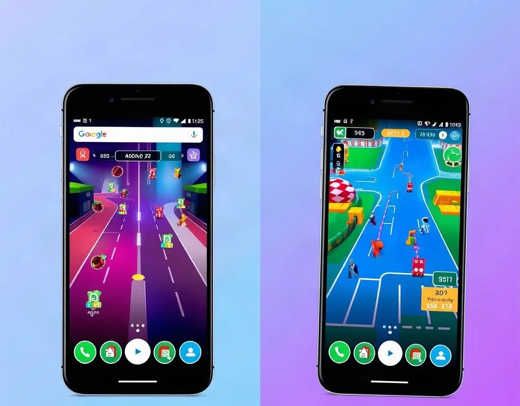 Comparison of two gaming apps on smartphones representing WIN786 and its competitors