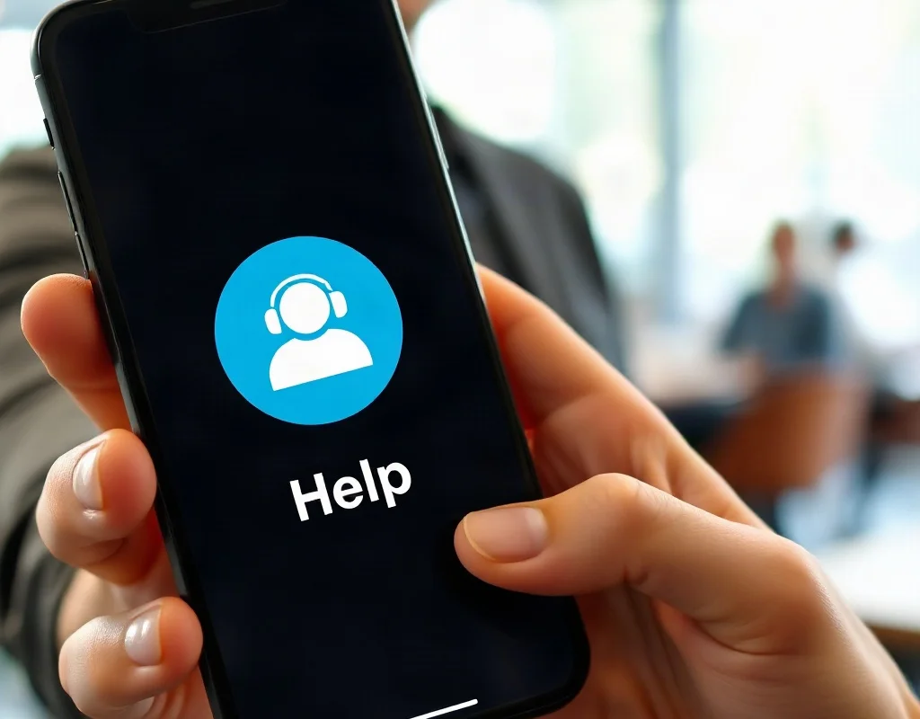 Person seeking customer support on a smartphone app