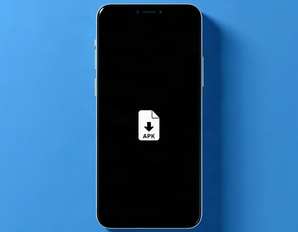 Smartphone screen displaying app download progress with APK icon