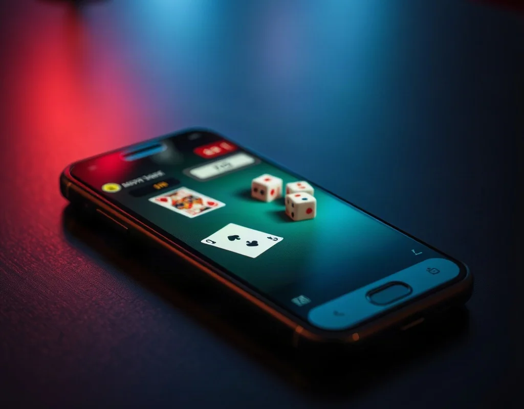 WIN786 app on smartphone with casino gameplay