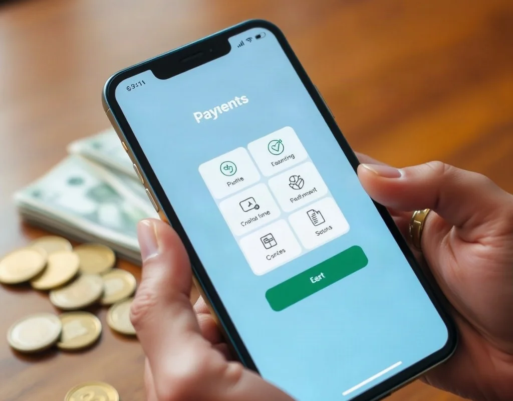 Smartphone displaying a payment screen with digital wallet icons