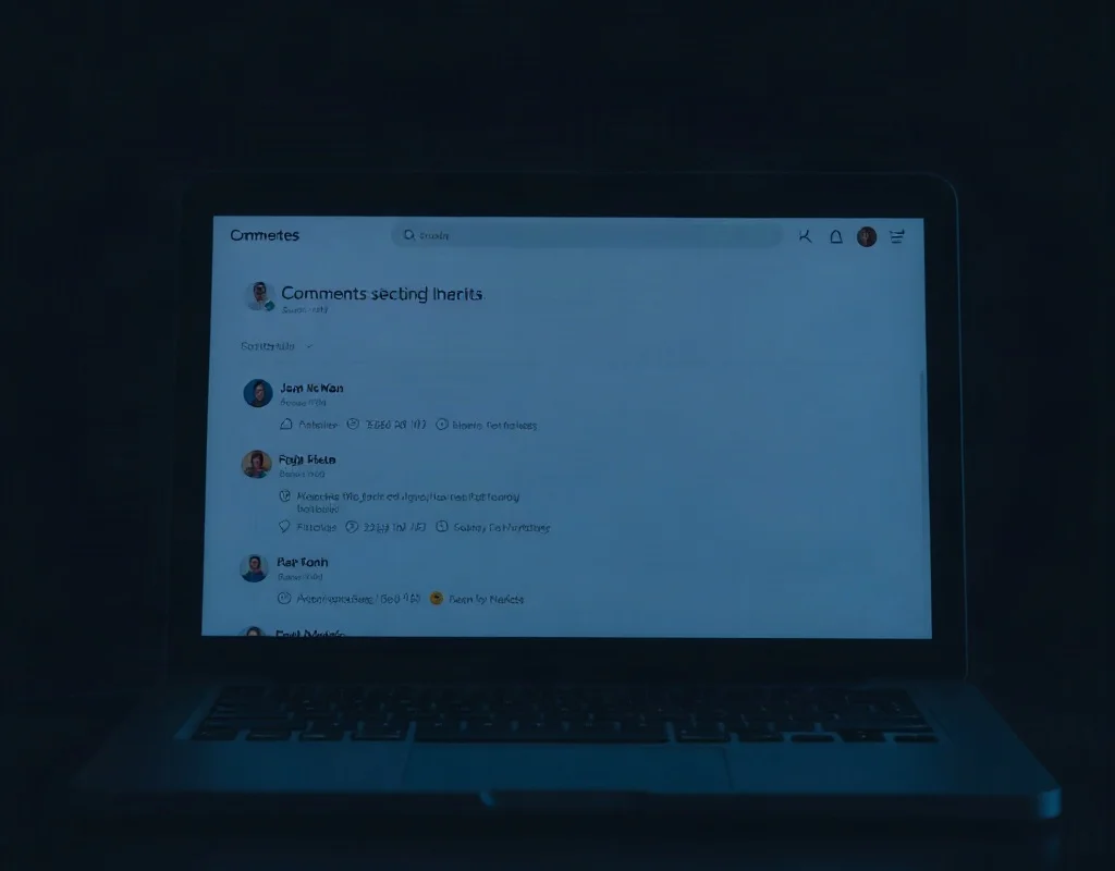 Empty comment section on a laptop screen