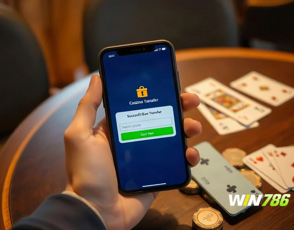 Phone showing withdrawal success notification with casino chips on table, real experience