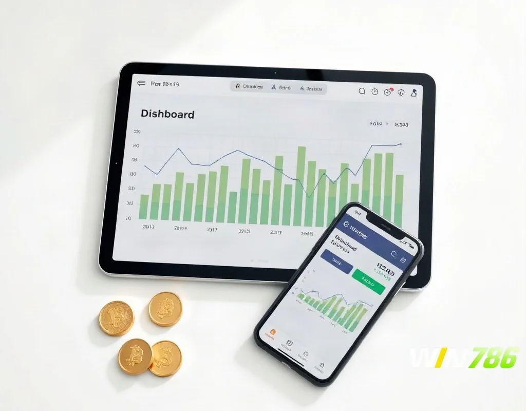Tablet and smartphone showing generic deposit and withdrawal charts for online casino review