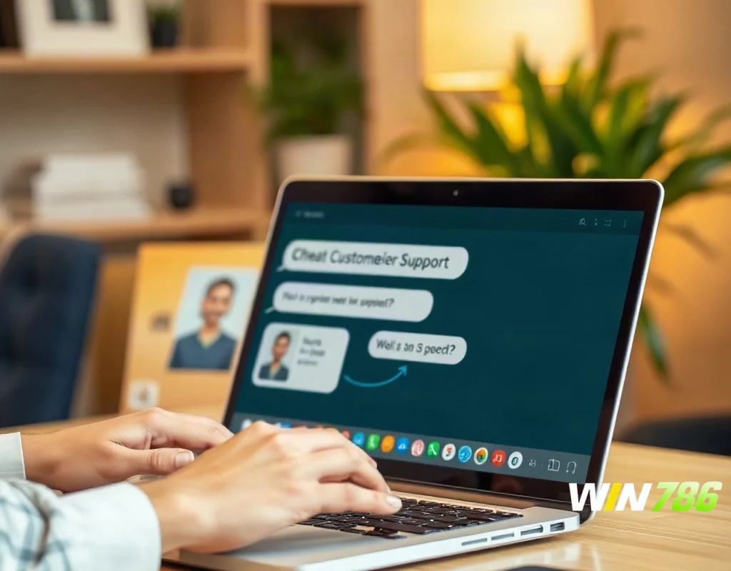 How to contact WIN786 customer support via live chat on laptop
