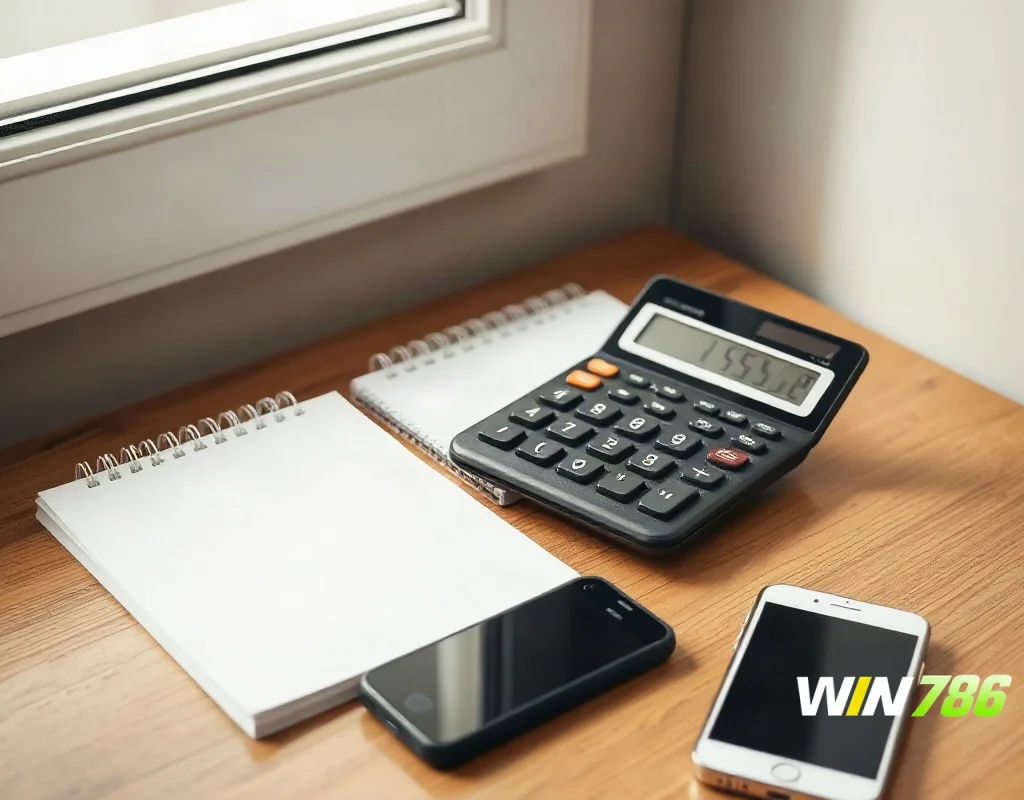 Calculator and phone used to compare casino bonus wagering and payout speeds