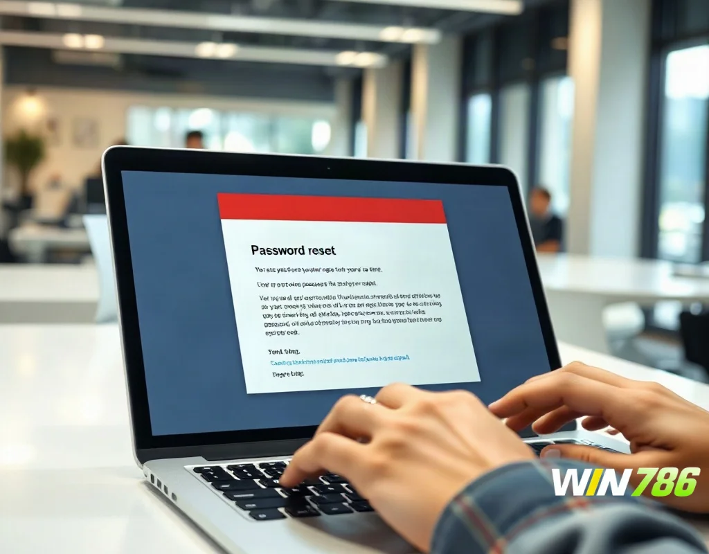 Hands entering new password on laptop during password reset process