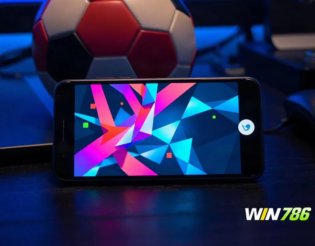 Smartphone and sports ball representing casino games and betting markets in a mobile app