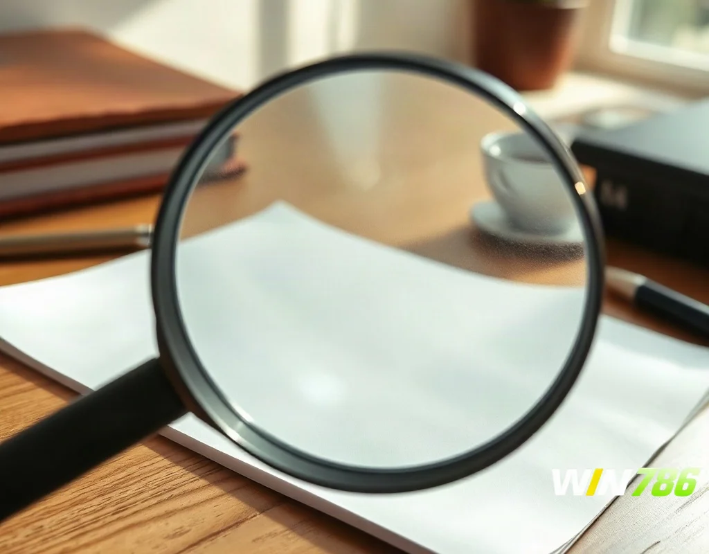 Magnifying glass over a blank document symbolising a licence and safety check
