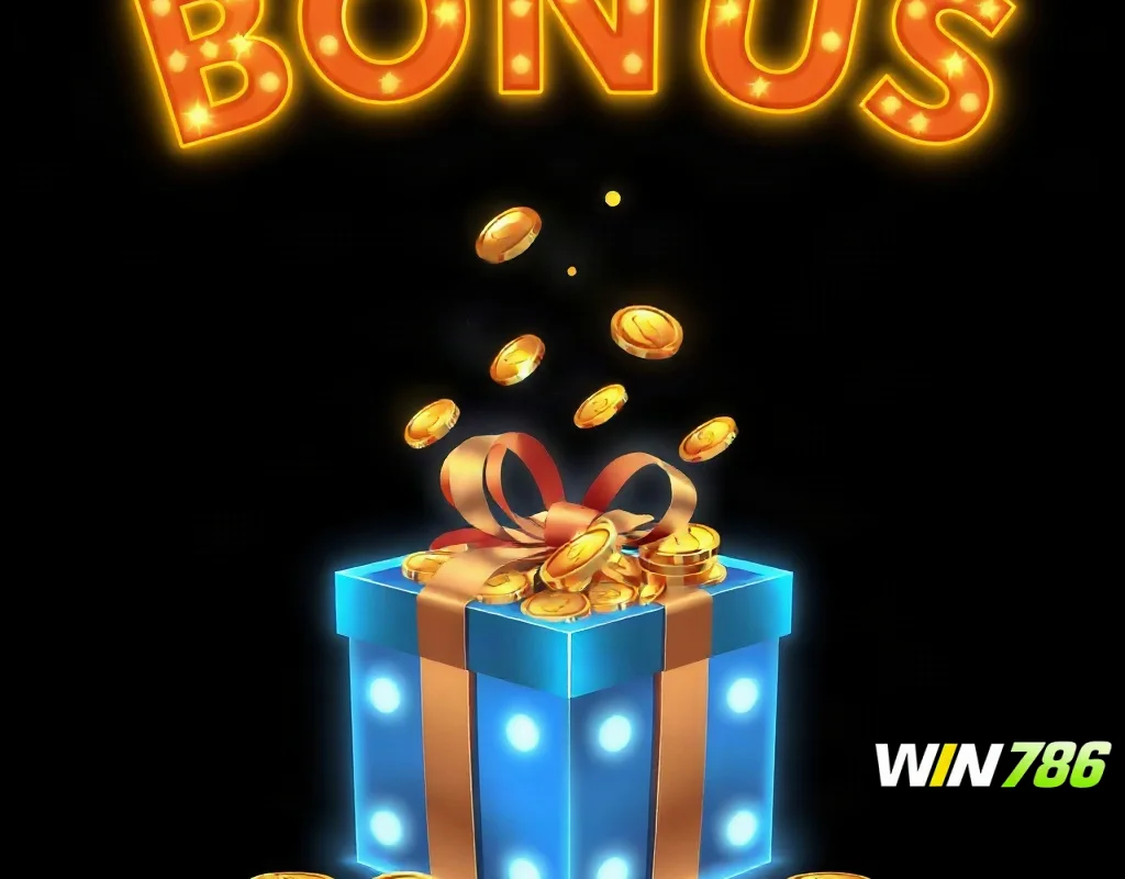 Glowing gift box with coins representing casino bonus offers.