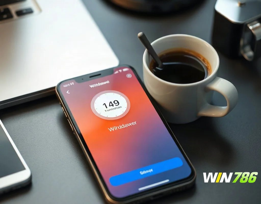 Smartphone displaying a withdrawal transaction with a clock icon.