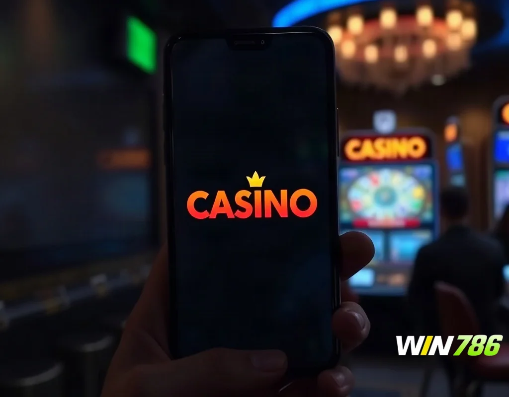 iPhone displaying a mobile casino app interface used for the WIN786 Game iPhone review