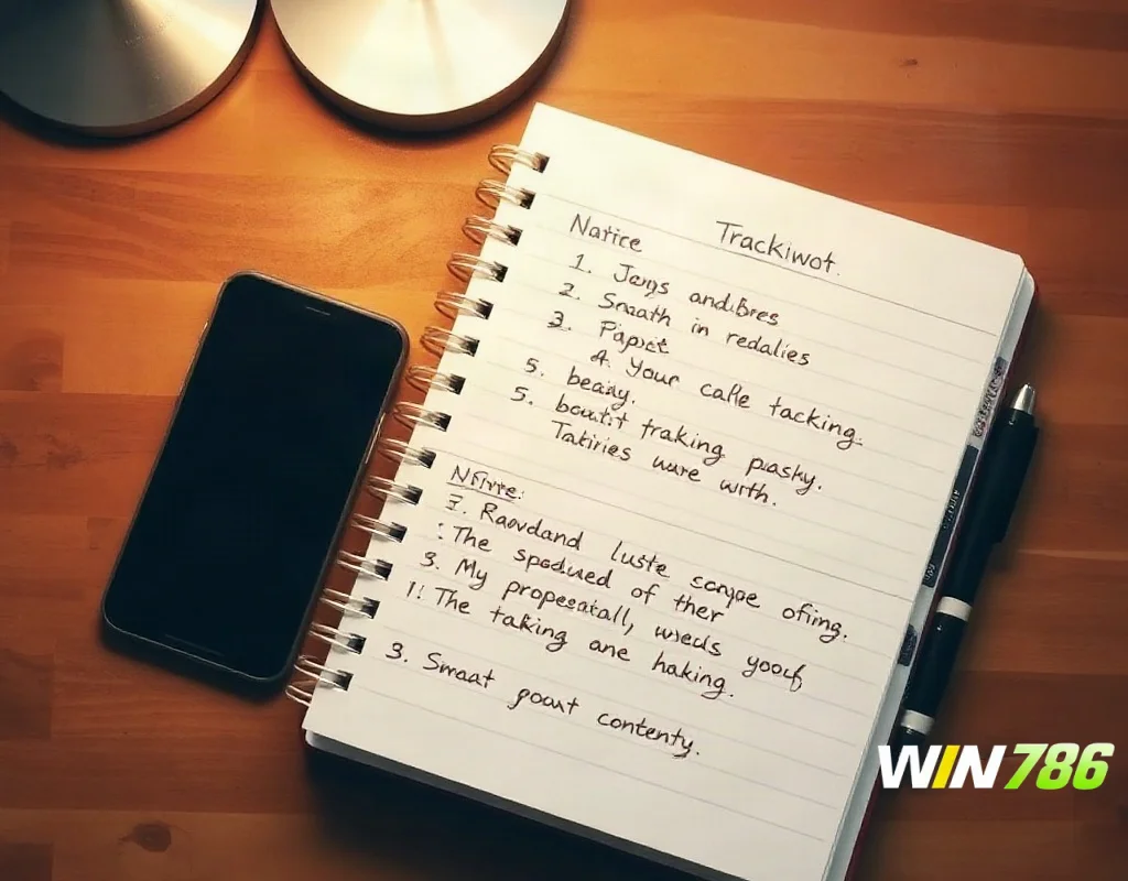 Desk with smartphone and notebook used to track an online wallet deposit and withdrawal timeline