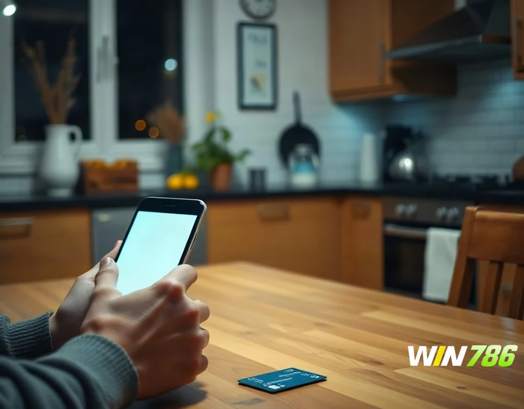 Person completing a step-by-step mobile payment on a smartphone at home at night