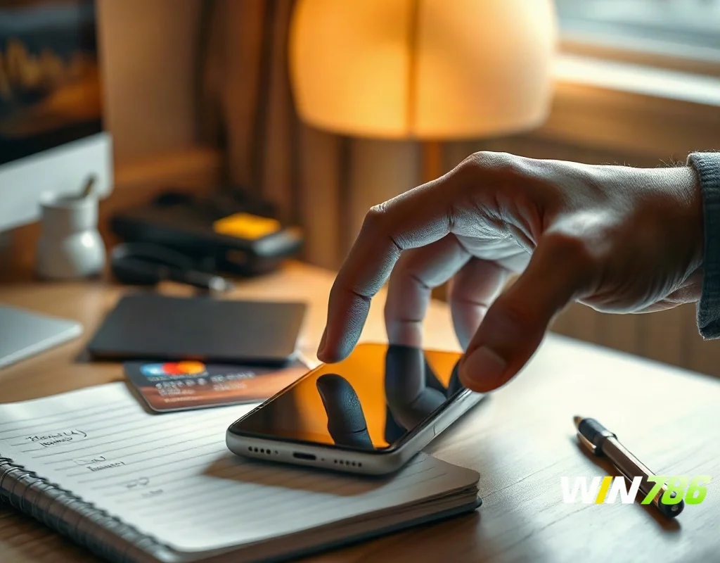 Player submitting a withdrawal request on a smartphone during WIN786 payout process